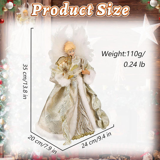 Christmas Tree Angel Topper with White Feather Wings Decorative Ornament V1188-MA60AM-00123-5