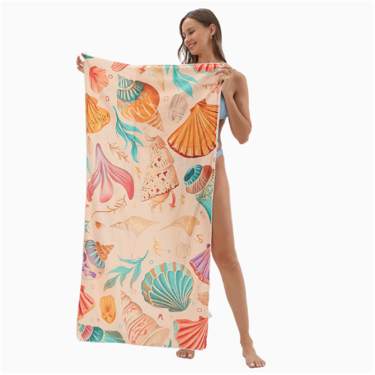 2-in-1 Foldable Beach Towel Backpack - Printed Bath Towel with Built-in Storage, Convertible Beach Mat & V1188-MS-210-059
