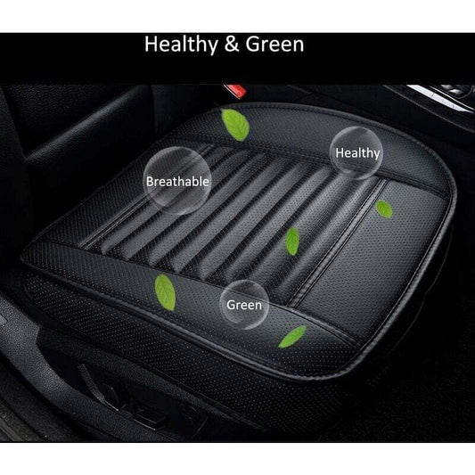 Universal Front Car Seat Cover Super Breathable Bamboo Charcoal Pu Leather,20.8 20.1''(1 Piece-Black) V1188-MS-227-0020