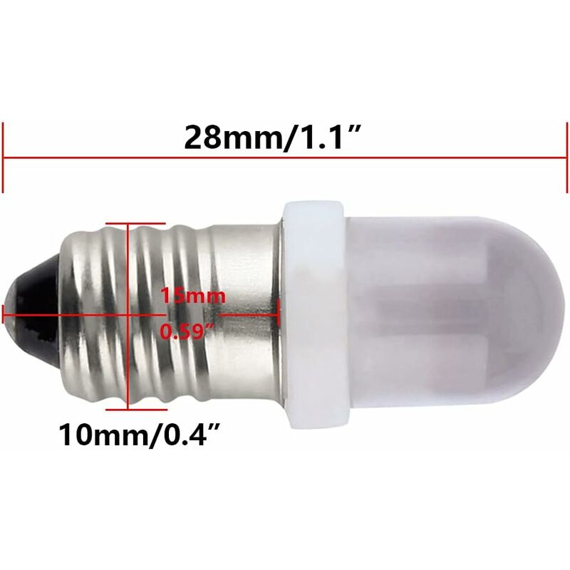 Ersandy 10 pcs E10 12V Spot LED Bulb Lamps Warm White V1188-MS-227-0021