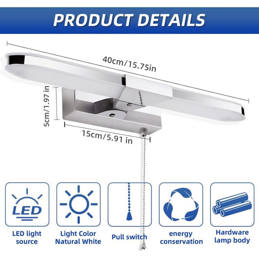 LED Bathroom Mirror Light 40Cm LED Mirror Light Wall Lamp Bathroom Mirror Light With Pull Switch 3000K 920Lm V1188-MS-227-0033