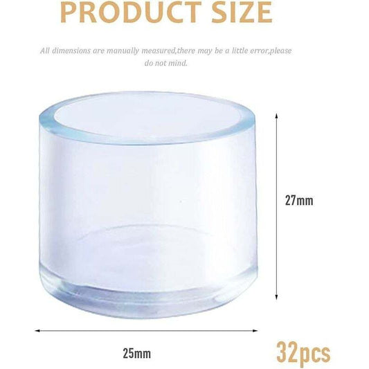 32 pcs 25Mm Clear Plastic ROund Chair Leg Caps Fit For ROund Table And Chair Legs With Diameter 25-27Mm V1188-MS-227-0084