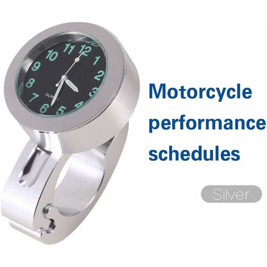 Motorcycle Handlebar Clock, Silver Motorcycle Waterproof Handlebar Glow Mount Clock Watch For Most Motorcycle V1188-MS-227-0120