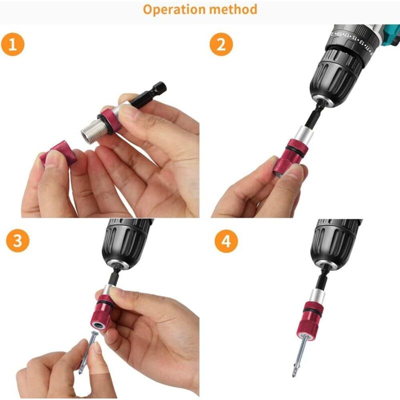 2 pcs Magnetic Bit Holder With Depth Stop 1/4 Inch Screwdriver Chuck Magnetic Drywall Socket Screwdriver Bits V1188-MS-227-0128