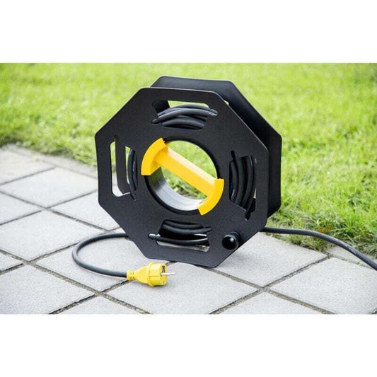 Caravan Cable Reel, Manual, Empty, For Camping And Household, Up To 25 M Of Cable, Plastic, Black And Yellow V1188-MS-227-0139