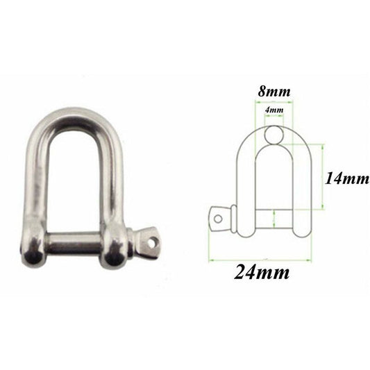 Stainless Steel Shackle 12 pcs M4 Stainless Steel Shackle Lifting Shackle Chain D Ring Shackle Pin Screw V1188-MS-227-0162