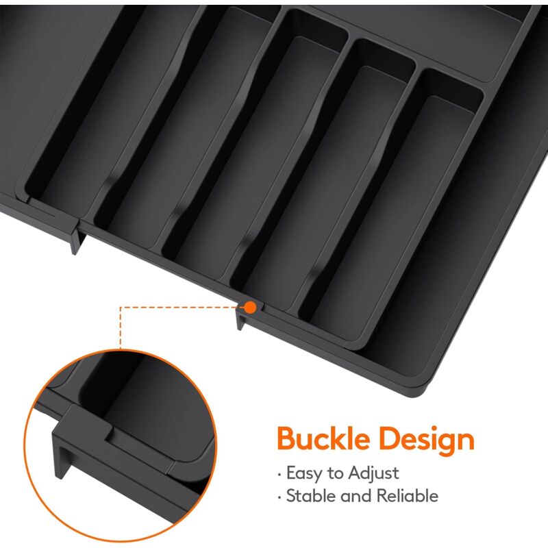Cutlery Tray, Expandable Utensil Tray For Drawer, Adjustable Drawer Organizer For Kitchen, Compact Plastic V1188-MS-227-0181