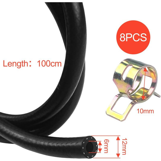 1 Meter Fuel Hose, 6Mm Inner Diameter Diesel Hose, Fuel Pipe With 8 pcs Hose Clamps, Fuel Line For Truck, V1188-MS-227-0197