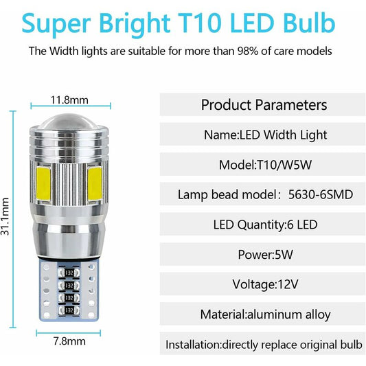 T10 W5W LED Bulb Car Interior Light LED Car Night Light Suitable For License Plate Lights, Side Lights, V1188-MS-227-0233