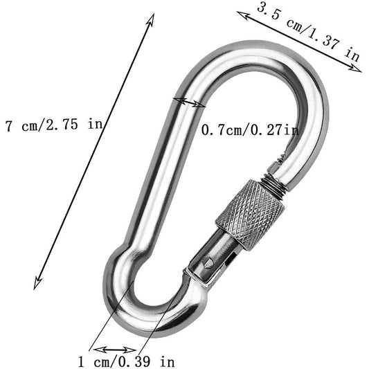2 Pieces 304 Stainless Steel Carabiner, Stainless Steel Screw Gate Carabiner, Stainless Steel Carabiner, For V1188-MS-227-0242