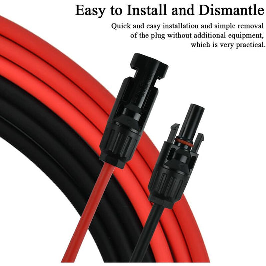 Solar Photovoltaic Extension Line Solar Panel Extension Cable With Mc4 Connector Red + Black Pair, 14Awg 3 V1188-MS-227-0265