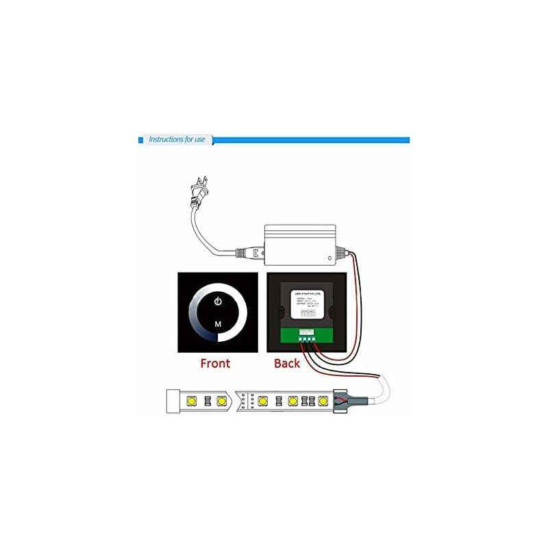 Dimmable Light, Dimmable LED Touch Panel, Monochrome Dimming Wall Switch Controller, Dc 12V-24V Quiet Touch V1188-MS-227-0267