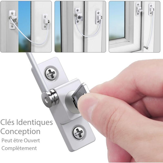 Child Window Safety, 2 pcs Zinc Alloy Child Window Protection Pvc Child Safety Window Lock With Screws And V1188-MS-227-0312
