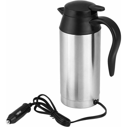 750Ml Portable Stainless Steel Electric Travel Kettle, 12V Car Cigarette Lighter, Electric Travel Mug Heating V1188-MS-227-0318