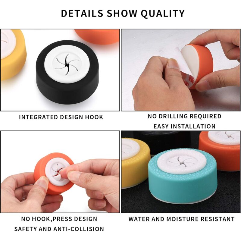 4 pcs Dishcloth Holders, Self Adhesive Bathroom Dishcloth Hooks, ROund Suction Cup Wall Hooks For Bathroom, V1188-MS-227-0328