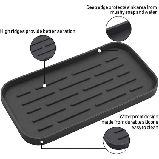 Silicone Draining Mat - Sink Organizer For Sponges, Brushes, Soap, Wine Glass Dry Mat, Non-Slip Sponge/Sink V1188-MS-227-0356