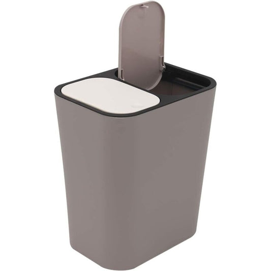 Double Recycling Trash Bin Storage Box Container Rectangle Plastic Push Button Dual Compartment For Kitchen V1188-MS-227-0364