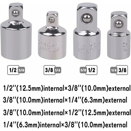 4 pcs Ratchet Adapter Socket Adapter Ratchet 1/2 To 3/8-3/8 To 1/2-1/4 To 3/8-3/8 To 1/4 Socket Reducer For V1188-MS-227-0366
