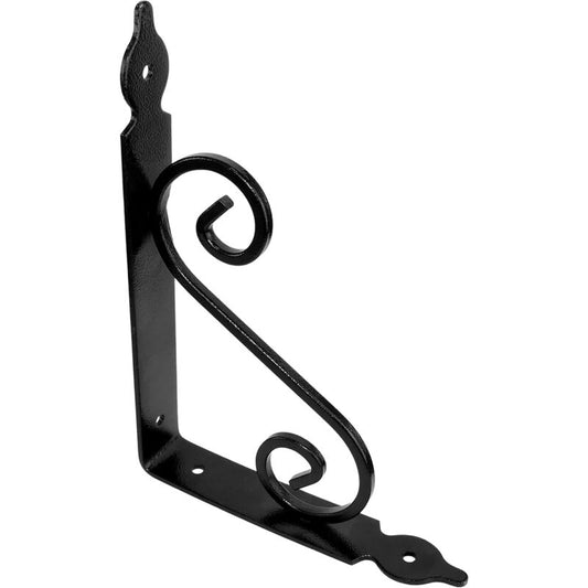 2 pcs Set Decorative Shelf Brackets 200X126X25 Mm - Color: Black - "Wrought Iron Effect" Reinforced V1188-MS-227-0385