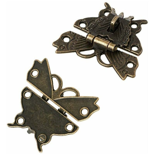 2 Antique Style Latch Vintage Locks Hasp Latch Lock Clasp Butterfly Buckle Lock For Decorative Cabinet V1188-MS-227-0393