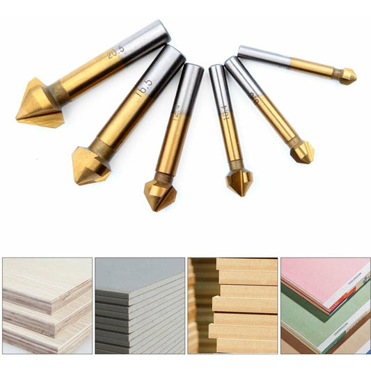 Countersink Metal Wood, Titanium Drill Bit Metal Chamfer Hss 90 Degree 6.3Mm, 8.3Mm, 10.4Mm, 12.4Mm, 16.5Mm, V1188-MS-227-0431