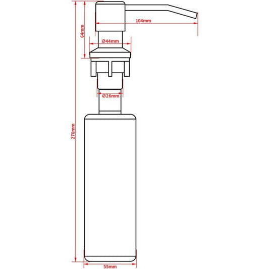 Soap Dispenser, Built-In Soap Dispenser, Stainless Steel Kitchen Sink Soap Dispenser, Built-In Soap Dispenser V1188-MS-227-0458