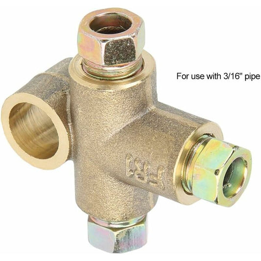 Brake Line Tee Pipe Connector T Shape 3 Way Adapter With 3 Male Nuts Short Union M10 3/16 Inch 10Mm Hose+3 V1188-MS-227-0575