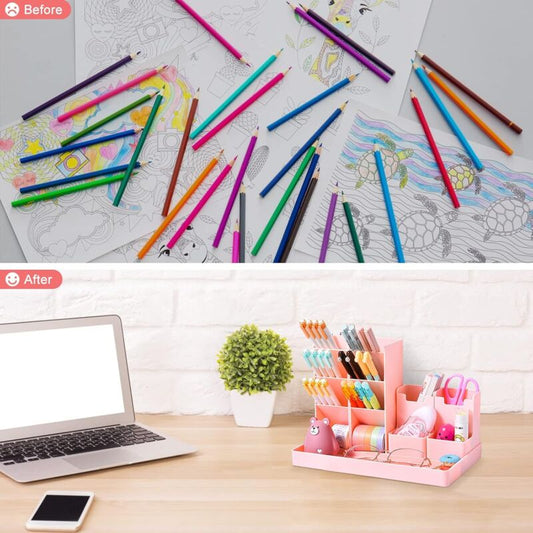 Desk Organizer, 5 Pieces Multifunctional Desk Pen Holder, Plastic Desk Storage Organizer For Kids For V1188-MS-227-0611
