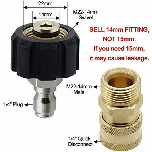 M22-14 Pressure Washer Adapter Set, 3/8 Quick Connect Swivel Adapters, Male High Pressure Water Gun, Garden V1188-MS-227-0682