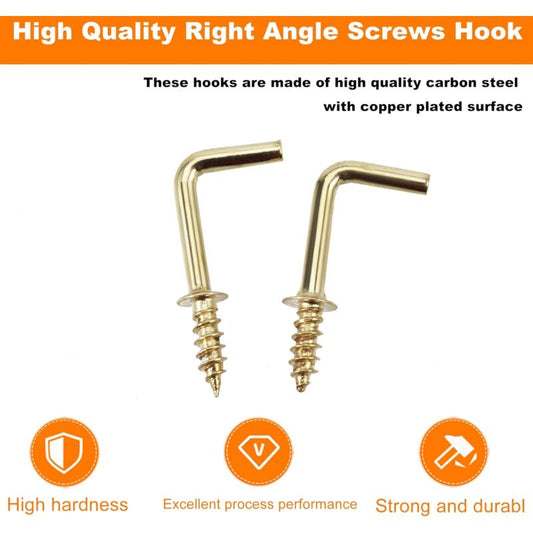 100 pcs 1.5Cm Right Angle Screw Hooks Square Screw Hooks L Shaped Screw Hooks Fixing Accessories With Storage V1188-MS-227-0731