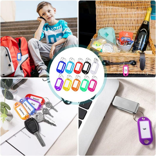 20 Key Tags Plastic 10 Colors, Writable Label For House Keys, Luggage Tags, Pet Name Tags V1188-MS-227-0766