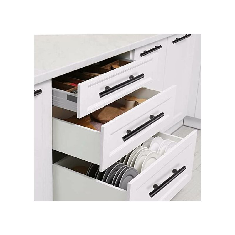 20 pcs Black Furniture Handle Black Kitchen Cabinet Handle T Handles Black Drawer Cupboard Center Distance V1188-MS-227-0768