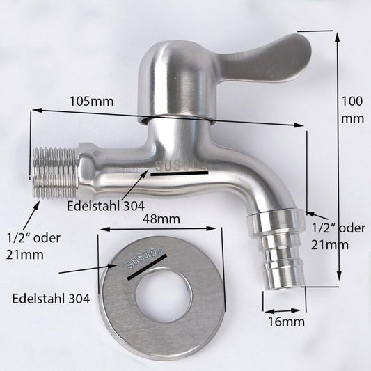 304 Stainless Steel Faucet 1/2' Flow Valve V1188-MS-227-0787