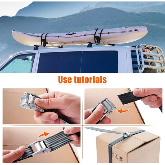 10M Tie Down Strap, 4 pcs Ratchet Strap With Zinc Alloy Buckle For Motorcycle/Car/Bike Carrier/Luggage/Moving V1188-MS-227-0798