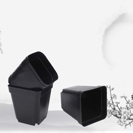 50 pcs Black Seedling Pot - Square Plastic Plant Pots - Small Indoor Outdoor Flower Pot (Black/ 6X6X6.5Cm) V1188-MS-227-0840