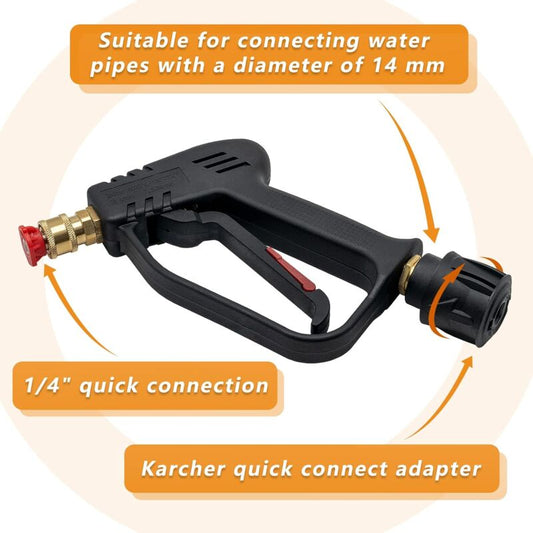4000 Psi High Pressure Washer Gun With 5 Water Nozzle Tips, Car Cleaning Gun V1188-MS-227-0881