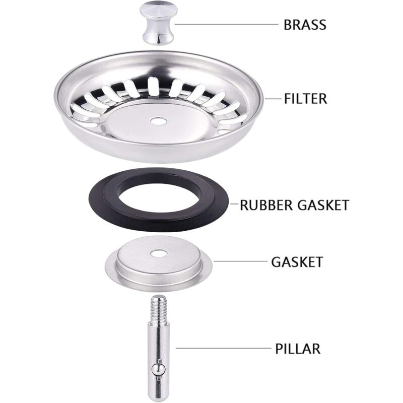 Kitchen Sink Filter, Sink Stopper, Stainless Steel Sink Filter, Stainless Steel Sink Stopper, Compatible With V1188-MS-227-0890