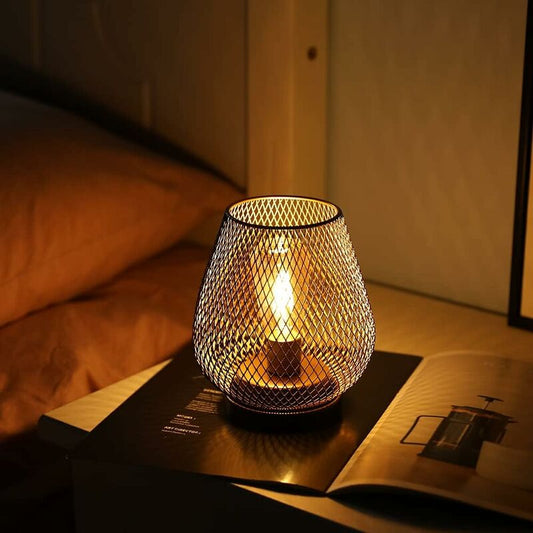 LED Lantern Metal Cage Battery Powered With LED Ideal For Weddings, Parties, Patio Events, Indoor And Outdoor V1188-MS-227-0893
