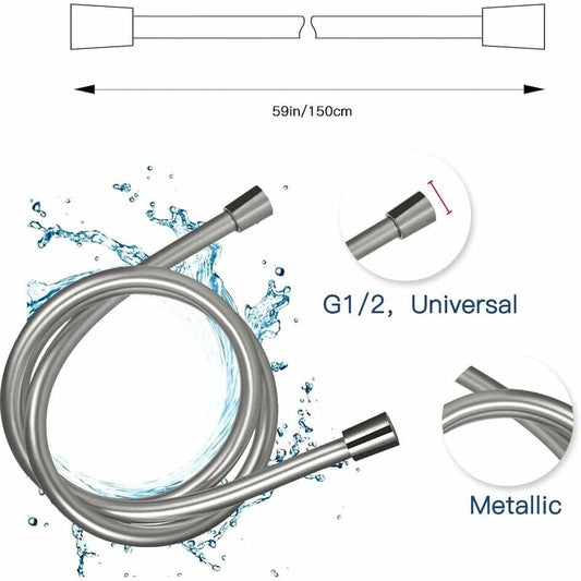 Pvc Shower Bath Hose Extra Replacement Bathroom Extension 1.5M Flexible Hose Handheld Shower Hose (G1/2, 1.5M) V1188-MS-227-0913