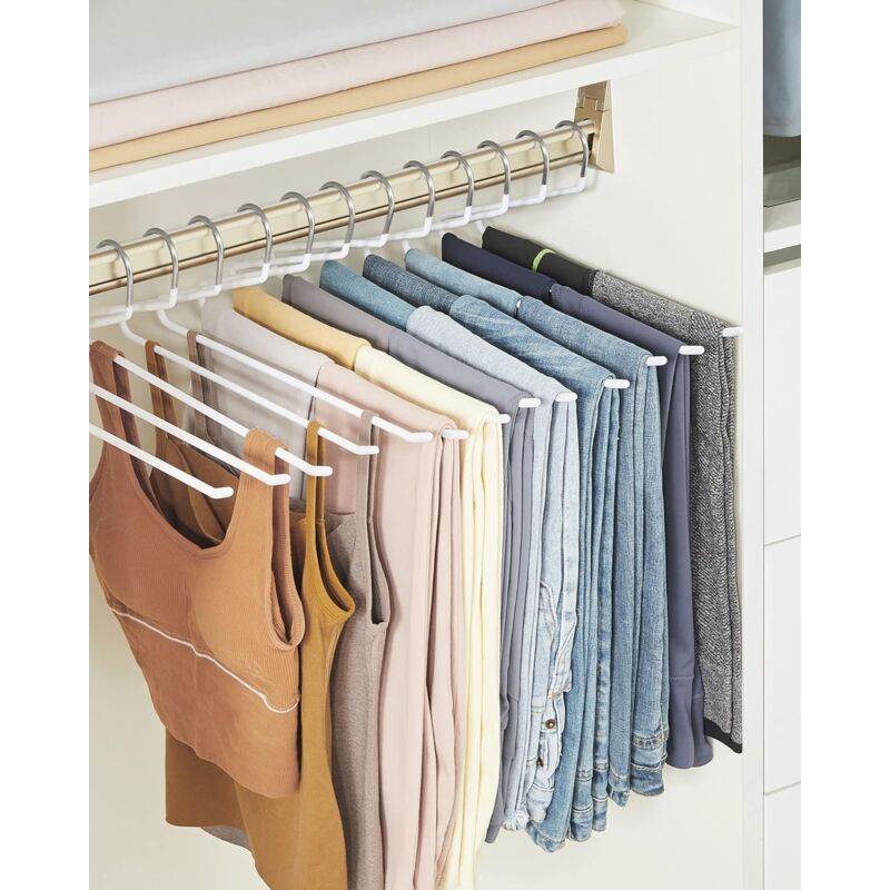 20 Pack Metal Trouser Hangers, Open End Hanger, Non-Slip Coating, Space Saving, 35Cm Length, White V1188-MS-227-0956