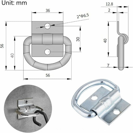 4 pcs Tie Down Rings, D-Ring Trailer Tarpaulin Tie Downs With Screws For Boats, Trucks, Vans And Homes V1188-MS-227-0996