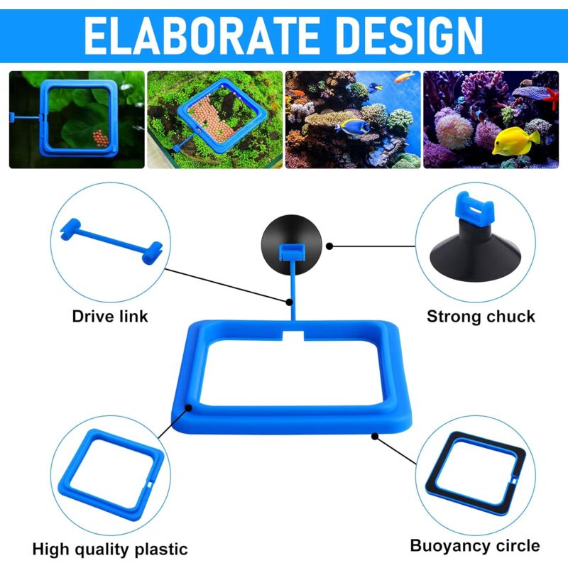 2 pcs Fish Feeding Rings Aquarium Feeder Food Feeding Ring For Guppy Betta Goldfish Blue V1188-MS-227-1033