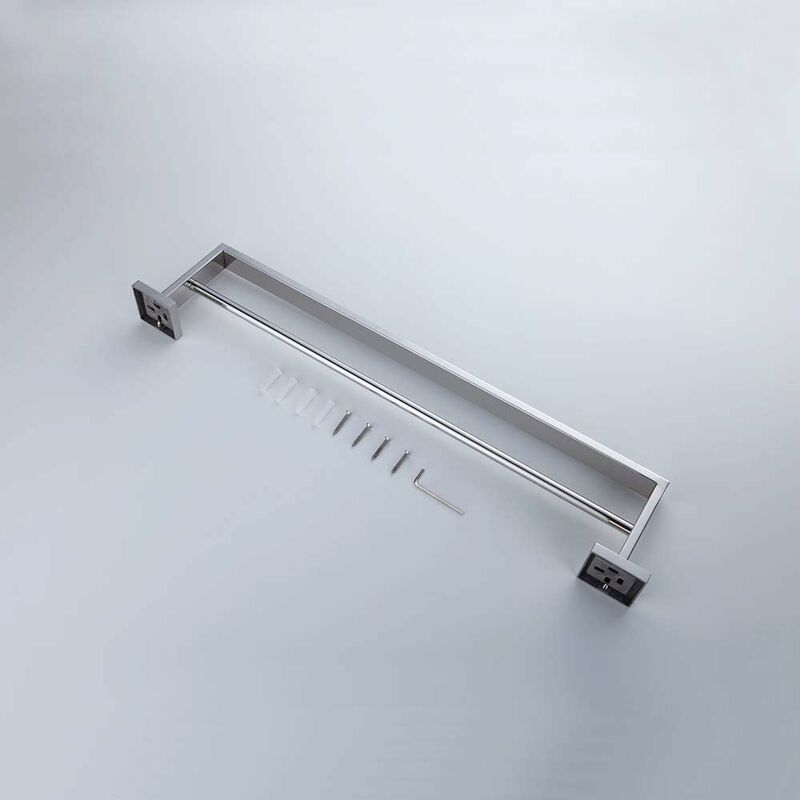 Bathroom Wall Mounted Towel Rack, Double Towel Bar, Chrome Mirror Polished, 60Cm V1188-MS-227-1042