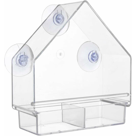 Clear Bird Feeder With Super Strong Suction Cups Removable Tray Refillable Weatherproof V1188-MS-227-1048