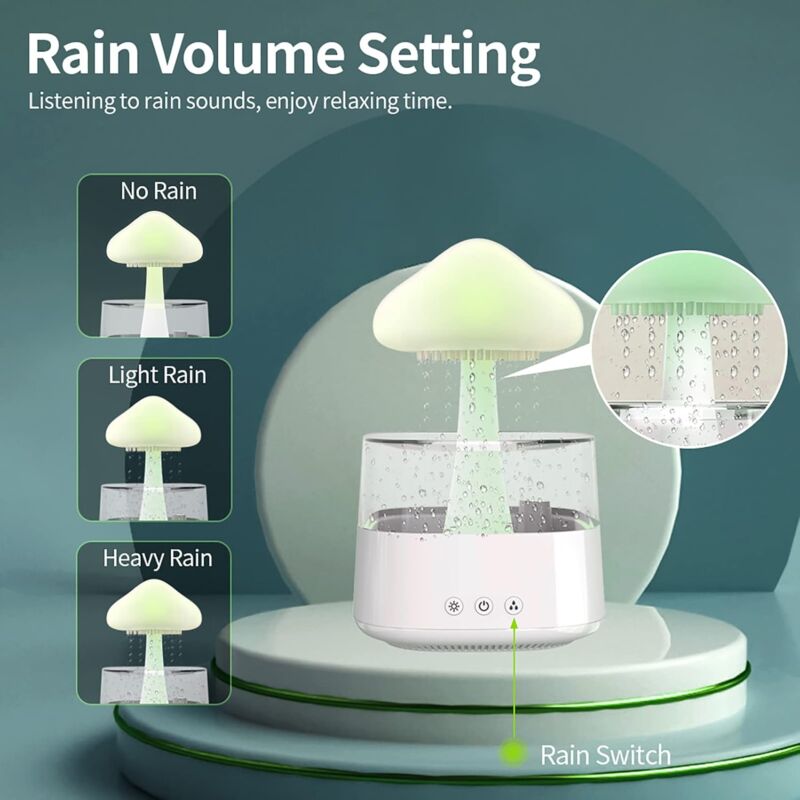 Rain Cloud Humidifier, Essential Oil Diffuser, Cute Mushroom Night Light With 7 Color Changing, Desktop V1188-MS-227-1055