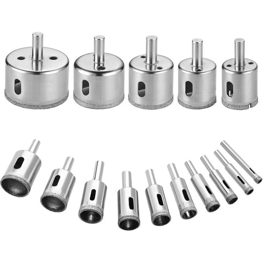 Diamond Drill Bit, 15 pcs Hole Saw Tools Set, Diamond Hole Saw For Glass/Tile/Ceramic/Marble/Porcelain Carbon V1188-MS-227-1080