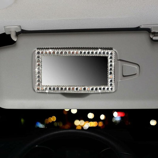 Car Visor Mirror Makeup Mirror, Bling Self-Adhesive Stainless Steel Car Makeup Mirror Portable Car Vanity V1188-MS-227-1120