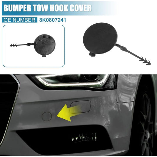 Car Front Tow Bumper Hook Cover 8K0807241 Eye Cover Trailer Cap Black V1188-MS-227-1154