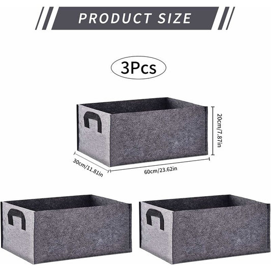 Grow Bag, 3 Pack Rectangular Black Non-Woven Planting Bags With Handle, Indoor Outdoor Grow Bags Planting Pot V1188-MS-227-1163