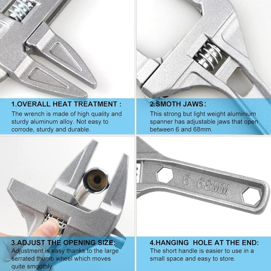 Adjustable Wrench 6-68Mm Adjustable Wrench Short Shank Large Openings Ultra Thin And Lightweight Plumber Tool V1188-MS-227-1164